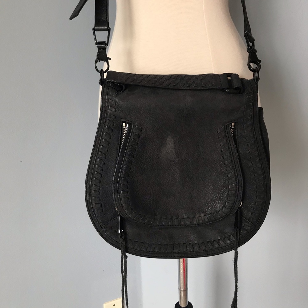 Rebecca Minkoff Vanity Saddle Nubuck Black Purse